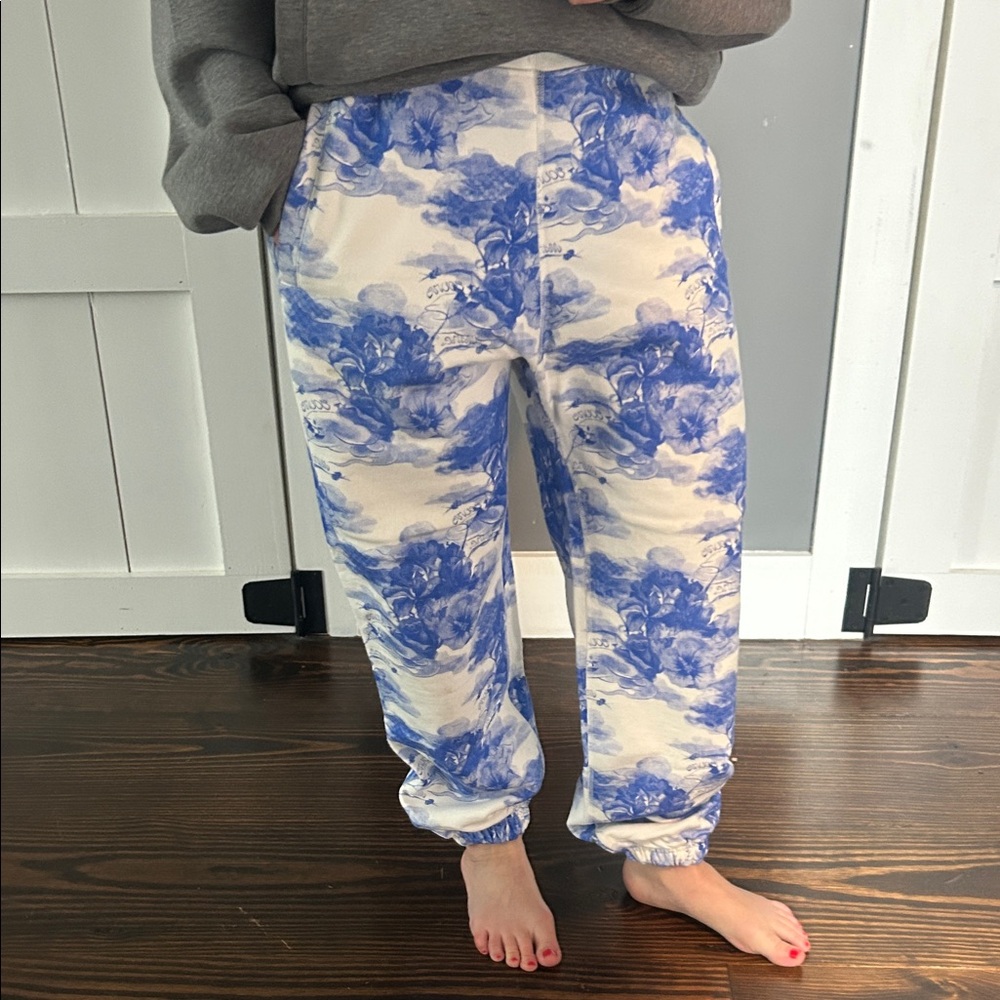 Awake Blue Floral Print Sweatpants